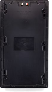 Настінна вбудована колонка Klipsch THX-8000-S чорного кольору, вид спереду, з написом "DO NOT MOUNT IN CEILING" та червоними роз'ємами