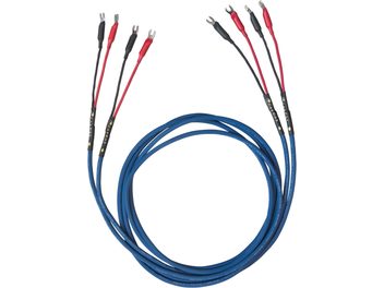 Cardas Clear SE9 MP Lautsprecherkabel 2 x 3m blau mit roten und schwarzen Gabelsteckern