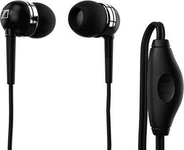 Sennheiser MM50 IP sorte in-ear hovedtelefoner med silikone ørepropper og kabelbåren fjernbetjening