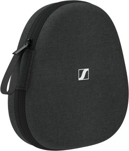 Sennheiser Momentum 4 Wireless hovedtelefoner i sort, set fra venstre side, hvidt logo på ørepude