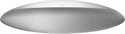 Trådløs, tilsluttet højttaler fra Bowers & Wilkins Zeppelin Wireless i hvid, set ovenfra, med en langstrakt, elliptisk form