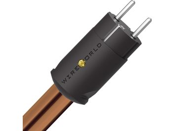 Wireworld Electra 10 Power şebeke güç kablosu, siyah silindirik konnektörlü, 2 metal pin ve bakır kaplamalı ince kablo