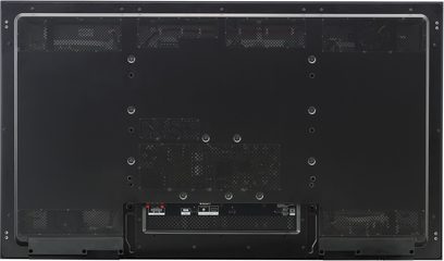 Pioneer KRP-500A-tv, bagudgangssyn, audio/video-tilslutninger, HDMI-, USB- og netværksstik, sort ventilationsgitter