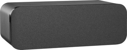 Q Acoustics 3090C centerkanal, sort imiteret læder, afrundet rektangulær form, sort frontgitter