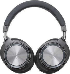Lukket circumaural hovedtelefon Audio Technica ATH-DSR9BT i sort, set forfra, hovedbøjle og ørepuder i sort kunstlæder
