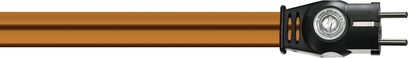 Câble d'alimentation secteur Wireworld Electra 7 1m, gaine orange translucide, connecteurs IEC et Schuko noirs