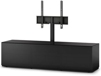 Mobile audio-video Sonorous Studio STA161T-BLK-BLK nero, supporto TV con 3 ripiani in vetro, struttura metallica, vista frontale