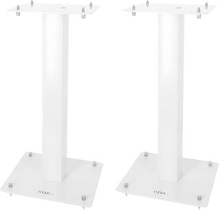 Podstawa głośnika Enova HIFI MAJESTY 50 WH, widok z przodu, struktura prostokątna, kwadratowa podstawa i blat, białe wykończenie