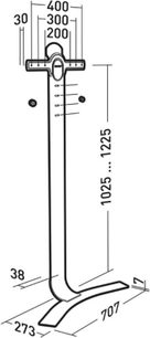 Erard STANDIT 400 audio-video cabinet side view with dimensions in millimeters: height 1225, width 400, depth 300