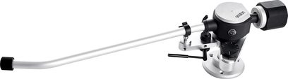 Arm til pladespiller AS-309R 12INCH REFERENCE TONEARM, sidevisning, sølvfarvet rør, cirkulær base, sort kontravægt