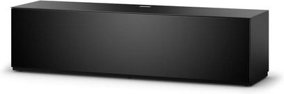 Sonorous Studio ST160F-BLK-BLK mat sort TV-møbel, rektangulært, med nedfældelig låge, set forfra