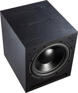 Davis Acoustics Basson 777 sort højtaler i sort træ, set i trekvarts vinkel, frontmonteret højtaler, bassrefleksport i spalteform
