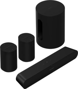 Soundbar Sonos Pack Ray, 2 diffusori Era 100, subwoofer Sub mini, neri, design minimalista
