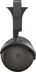 Cuffie gaming Audeze Maxwell 2 Xbox nere viste di lato, grande padiglione chiuso e archetto grigio con bordo verde