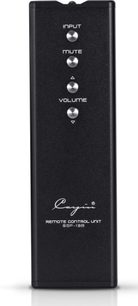 Sort Cayin SP-13B-fjernbetjening i metal, frontvisning, tre runde knapper (Input, Mute, Volume) og markeringer ▲▼