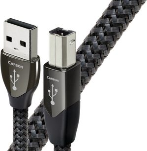 Kabel USB Audioquest Diamond A do B 3m, posrebrzane złącza, czarna opleciona osłona, na białym tle