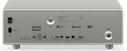 FM or Internet digital table radio Sonoro Prestige shiny silver - silver, rear view with connectors and various ports