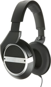 Sennheiser HD-448 sort hovedtelefon, åben circumaural, set fra venstre profil, hovedbøjle og ørepuder i kunstlæder