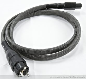 MPC Audio Secteur Power MK4 sort strømforsyningskabel, flettet kappe, vinklet IEC og Schuko-hanstik