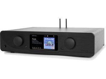 Atoll SDA300 Signature sort hi-fi stereoforstærker, sort, aluminiumsfront, farveskærm, ventilationsgitter, WiFi-antenner