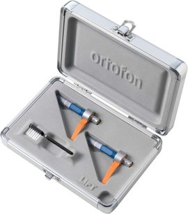 DJ-vinylpladepickup Ortofon Concorde MKII TWIN DJ, metalhus, 2 sfæriske diamanter, orange og blå kabel