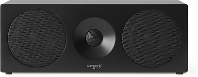 Mat sort Tangent Spectrum II XC centerhøjttaler, set forfra, runde metalgitre og centralt diskantdriver