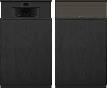 Klipsch Khorn AK7 Black Ash gulvhøjttaler, sort tekstureret træfinish med beige øvre gitter