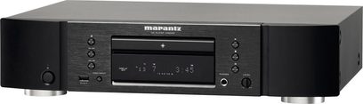 Reproductor de CD Marantz CD6005 negro, panel frontal negro mate, pantalla verde, botones de aluminio, vista frontal