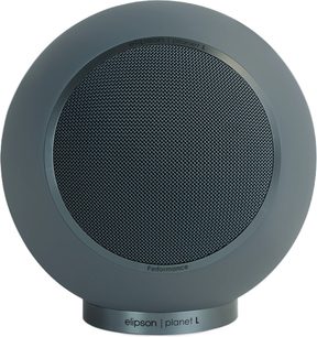 Cassa acustica Elipson Planet L Performance blu opaco con forma sferica, griglia metallica circolare e base cilindrica
