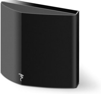 Focal Chorus SR8 W sort højttaler, set forfra, vertikal afrundet rektangulær form, glat og blank overflade, sølvfarvet logo nederst til højre