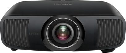 Epson EH-LS12000B zwarte videoprojector, afgeronde rechthoekige vorm, centrale lens, ventilatierooster, compact
