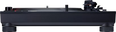 Tocadiscos de vinilo Technics SL-1210Mk7EG negro, vista frontal, brazo de lectura, plato, botones y controles visibles