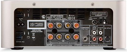 Sistema hi-fi Marantz MCR-503 argento dorato, vista frontale, con lettore CD, porte USB e ausiliarie, pulsanti e display
