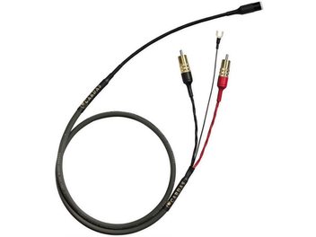 Kabel Cardas Iridium Phono 1,25m DIN, pohled shora, pozlacené RCA konektory, černý a šedý plášť, zlatý text