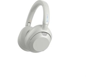 Sony ULT WEAR fehér Bluetoothos vezeték nélküli hi-fi fejhallgató háromnegyedes nézetben, párnázott fejszíjjal, ovális fülhallgatókkal, látható logóval