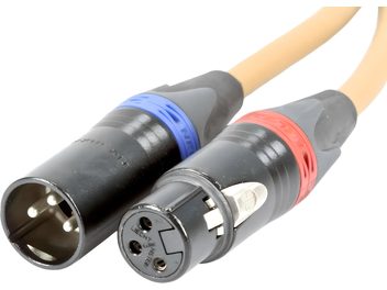 Аудіокабель XLR Van den Hul The Second XLR, бежева оболонка з чорними роз’ємами з червоним і синім кільцями