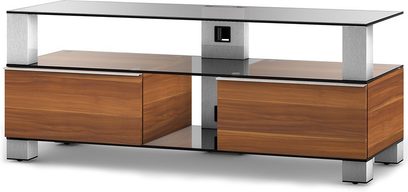 Sonorous MD9120C-INOX-APPLE TV-møbel i træ og metal, 2 døre, 2 skuffer, glashylde, aluminiumsben