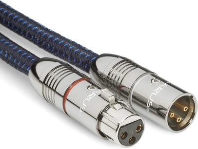 Clarus Aqua XLR 2m analog audio cable with silver metal connectors, gold-plated pins, and blue-black braided sleeve