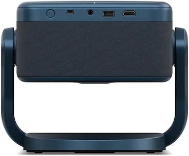 Epson EF-22N projektor, bagsidevisning, mørkeblå rektangulær kasse, synlige porte, buet støttebase