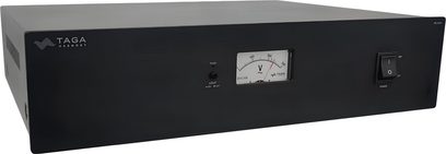 Síťový kondicionér Taga Harmony PC-1000 v černém kovovém šasi s analogovým voltmetrem a kolébkovým vypínačem vpravo