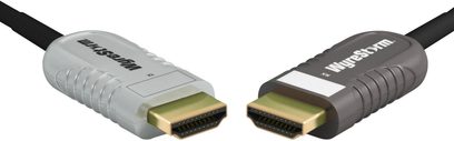 Wyrestorm CAB-HAOC-10 HDMI-kabel, grå og sort, han-HDMI-stik i begge ender, set ovenfra