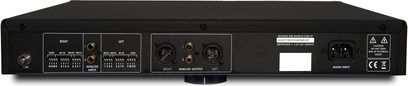 Electrocompaniet ECP-2 MKII sort phono-forforstærker, frontpanel med stik og knapper, frontvisning