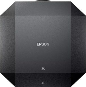 Epson EH-QL3000 must videoprojektor, pealtvaade, ruudukujuline, sile pind, keskne logo, tekstuuriga nurgad