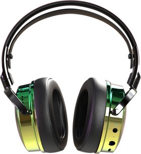 Cuffie hi-fi wireless Bluetooth Audeze Maxwell Xbox Wasabi, vista frontale, cuscinetti neri, archetto metallico, padiglioni verdi