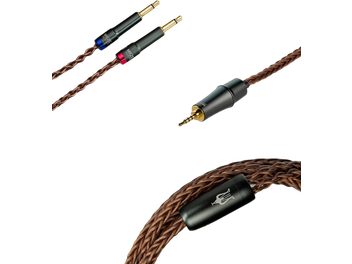 Extensões para fones de ouvido Meze Audio em cobre trançado marrom com conectores banhados a ouro de 2,5mm, 3,5mm e 6,35mm