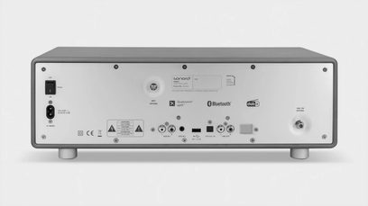 Radio Sonoro Primus grafit mat - gümüş, ön görünüm, gri ön panel, düğmeler ve ekran, arka bağlantı noktaları