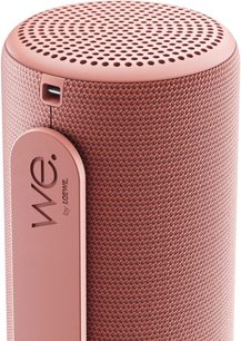 Bærbar Bluetooth-høyttaler Loewe We. HEAR 1 rosa, nærbilde med perforert grill og sidestropp
