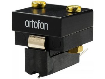 Ortofon SPU CLASSIC N E platin vinil hücresi, siyah renkli, ön ve üst görünümü, altın kaplamalı kontaklar, siyah kutu içinde