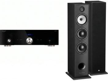Amplificador Advance Paris X-i75 negro con dos altavoces de columna Triangle negros
