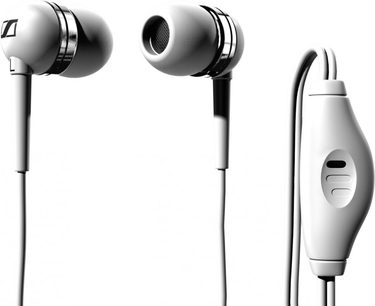 Otevřená hifi sluchátka Sennheiser MM50 IP bílá, pohled zepředu a z profilu, oválné náušníky, nastavitelný hlavový most, bílá povrchová úprava